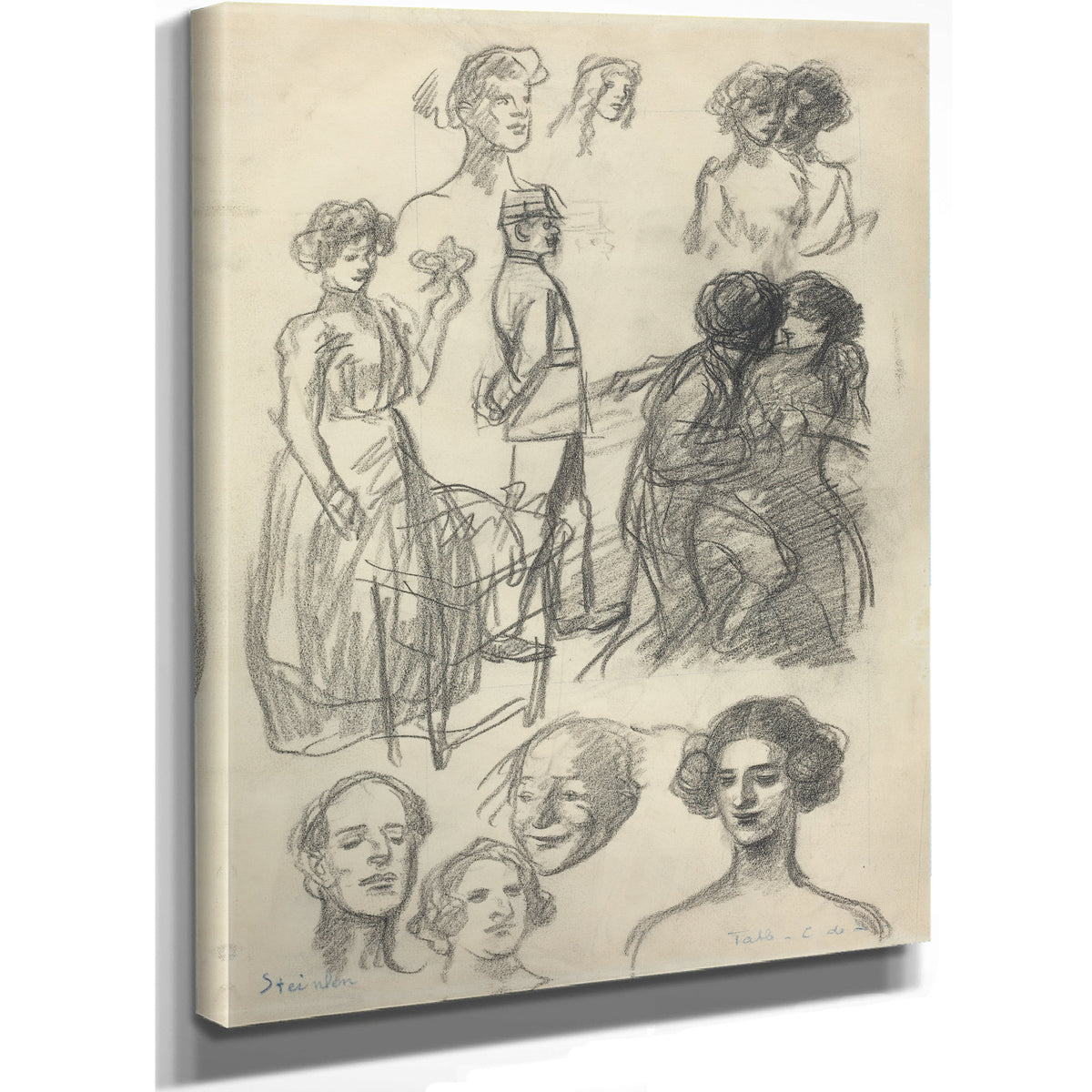 Sketches Lovers a Bench By Alexandre Steinlen