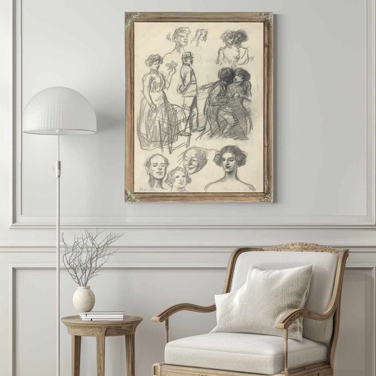 Sketches Lovers a Bench By Alexandre Steinlen