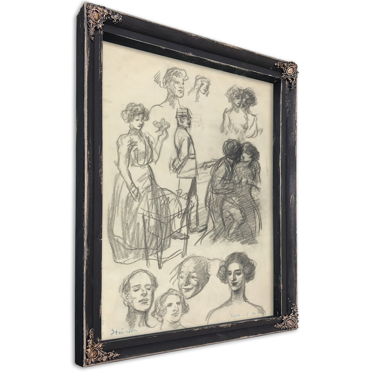 Sketches Lovers a Bench By Alexandre Steinlen