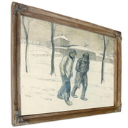 Two Vagabonds Walking the Snow By Alexandre Steinlen