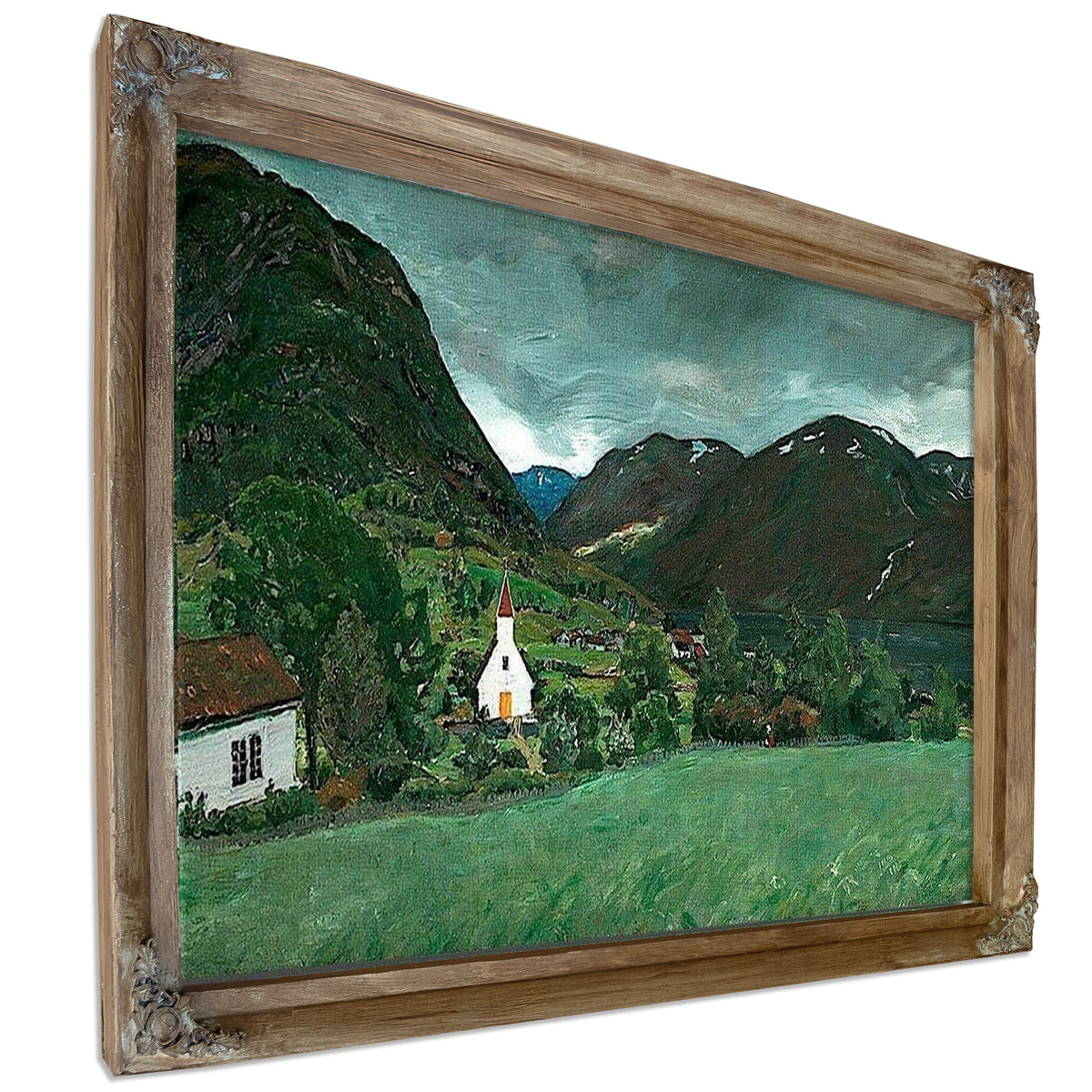 Alhus Vicarage And Church By Nicolai Astrup