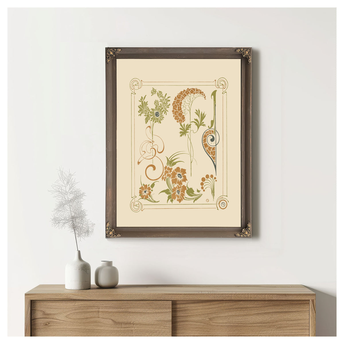 Abstract Design Based Flowers By Alphonse Mucha