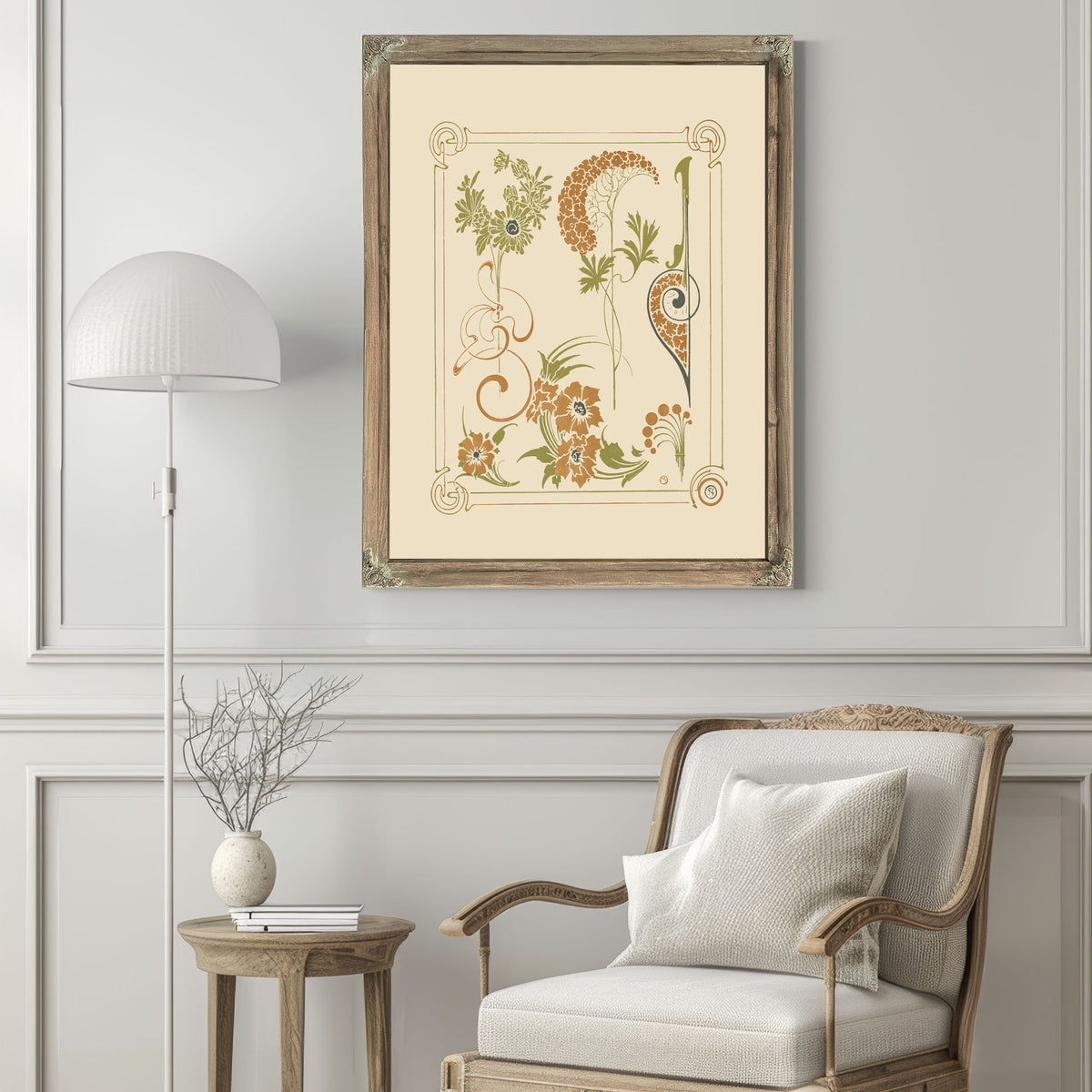 Abstract Design Based Flowers By Alphonse Mucha