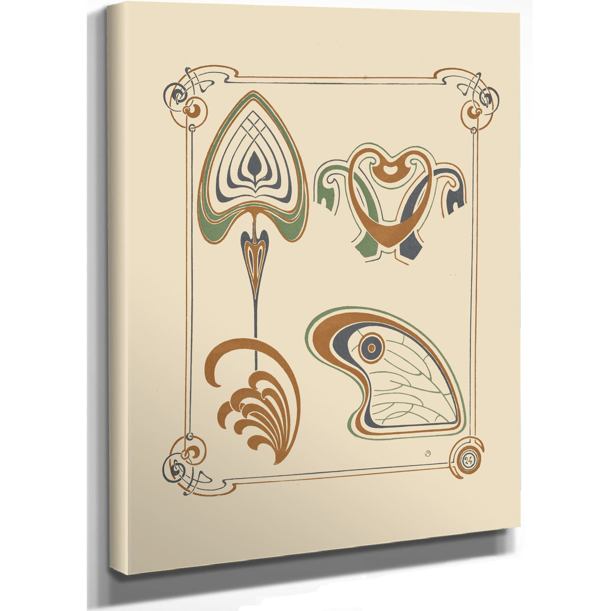 Abstract Design Based Wings Leaf By Alphonse Mucha