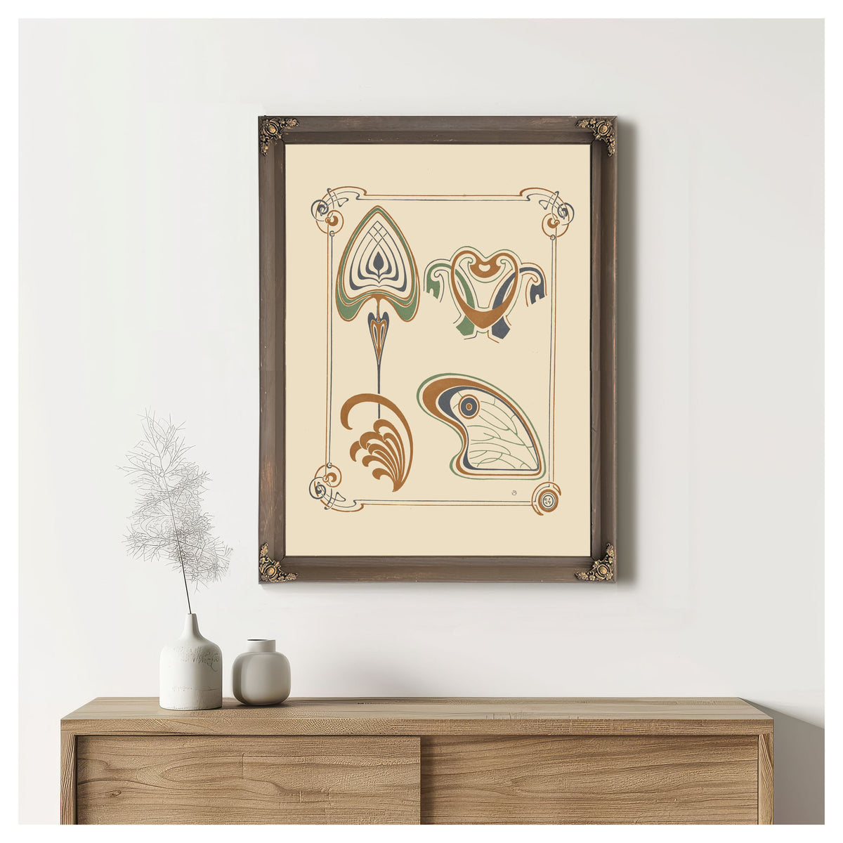 Abstract Design Based Wings Leaf By Alphonse Mucha