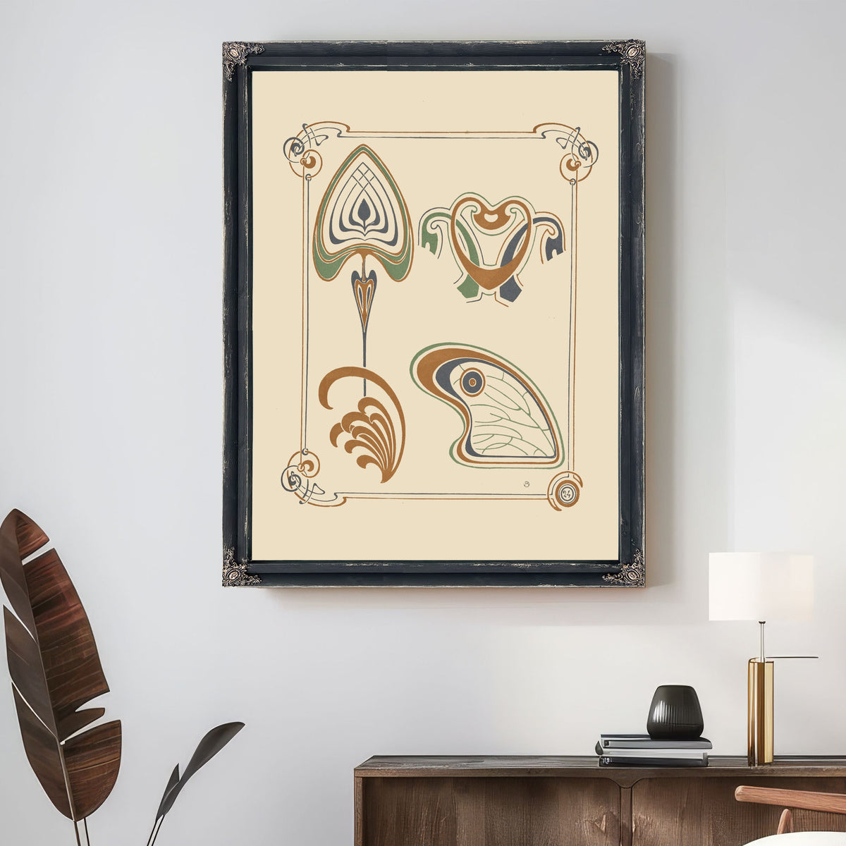 Abstract Design Based Wings Leaf By Alphonse Mucha