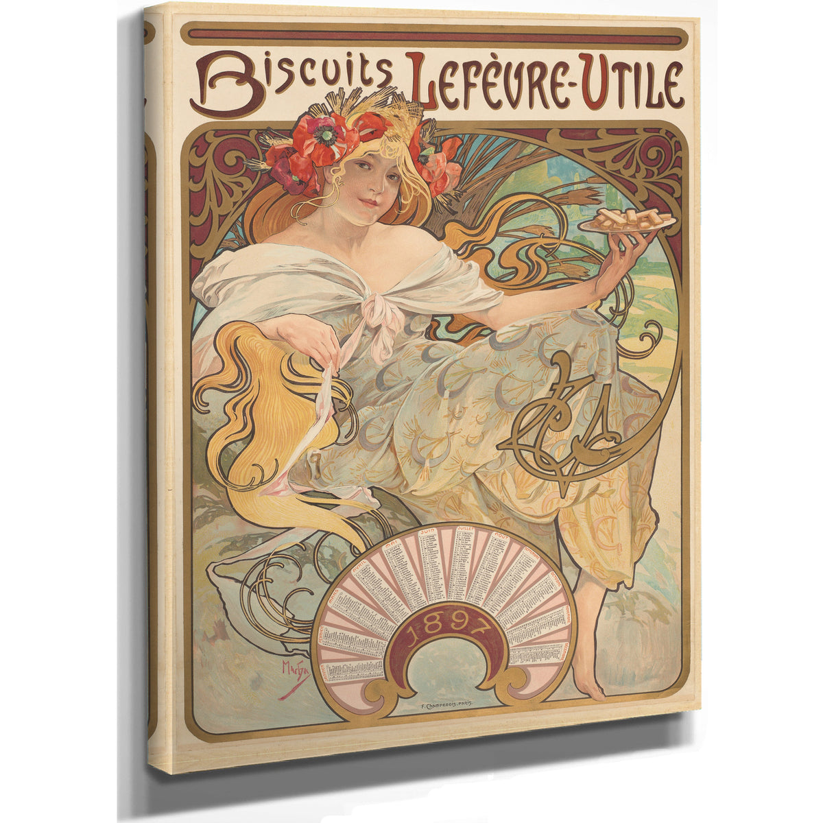 Biscuits Lefevre Utile 1896 By Alphonse Mucha