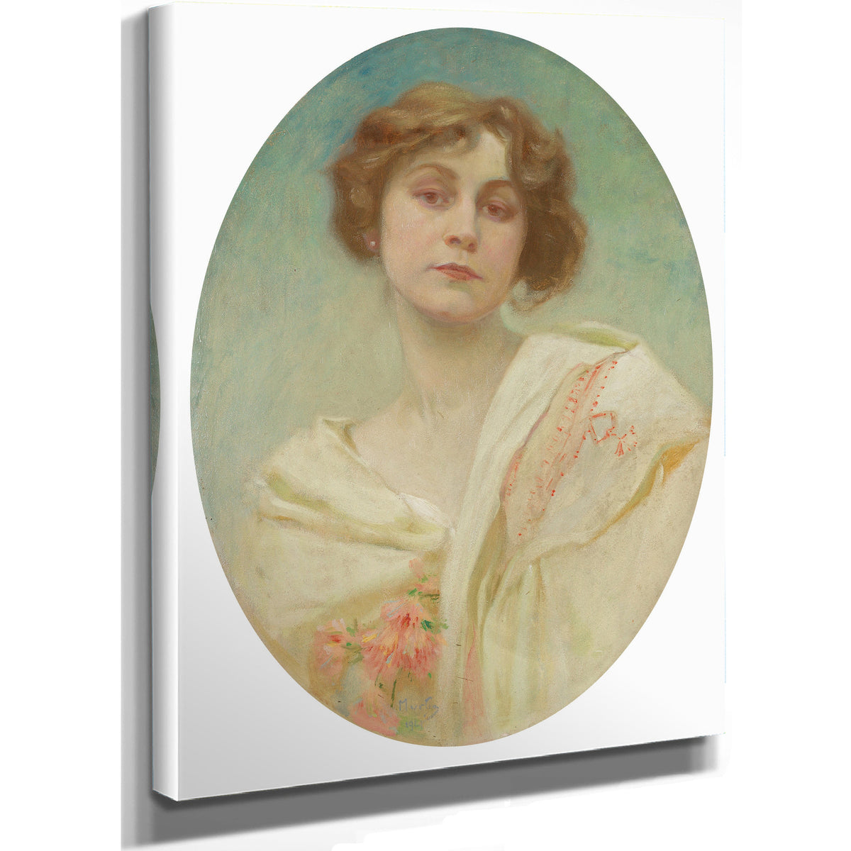 Portrait a Young Woman Folk Costume By Alphonse Mucha