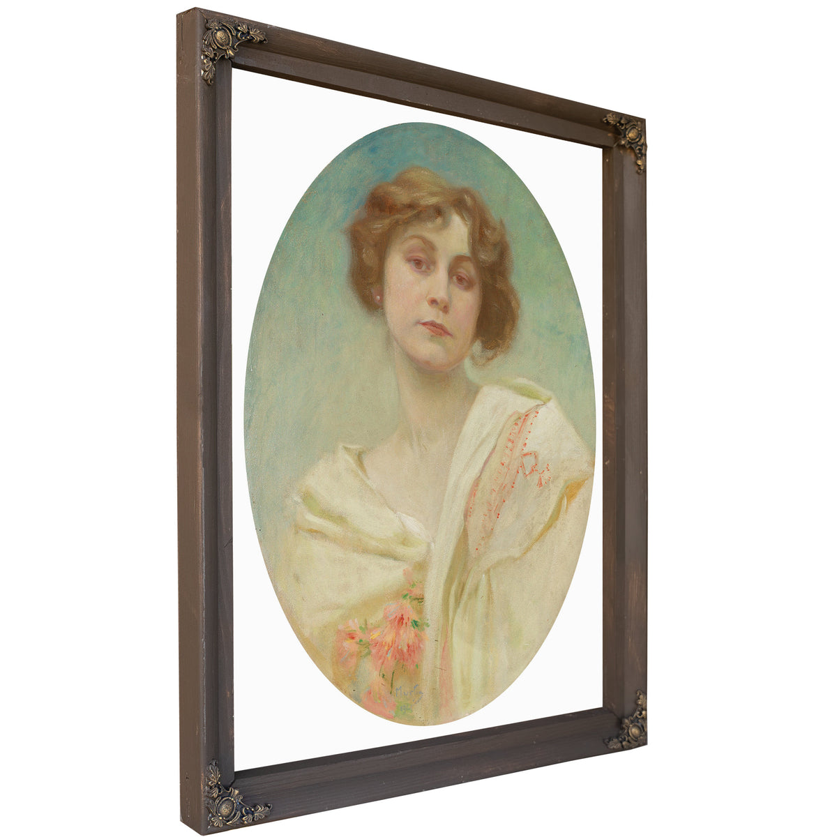 Portrait a Young Woman Folk Costume By Alphonse Mucha