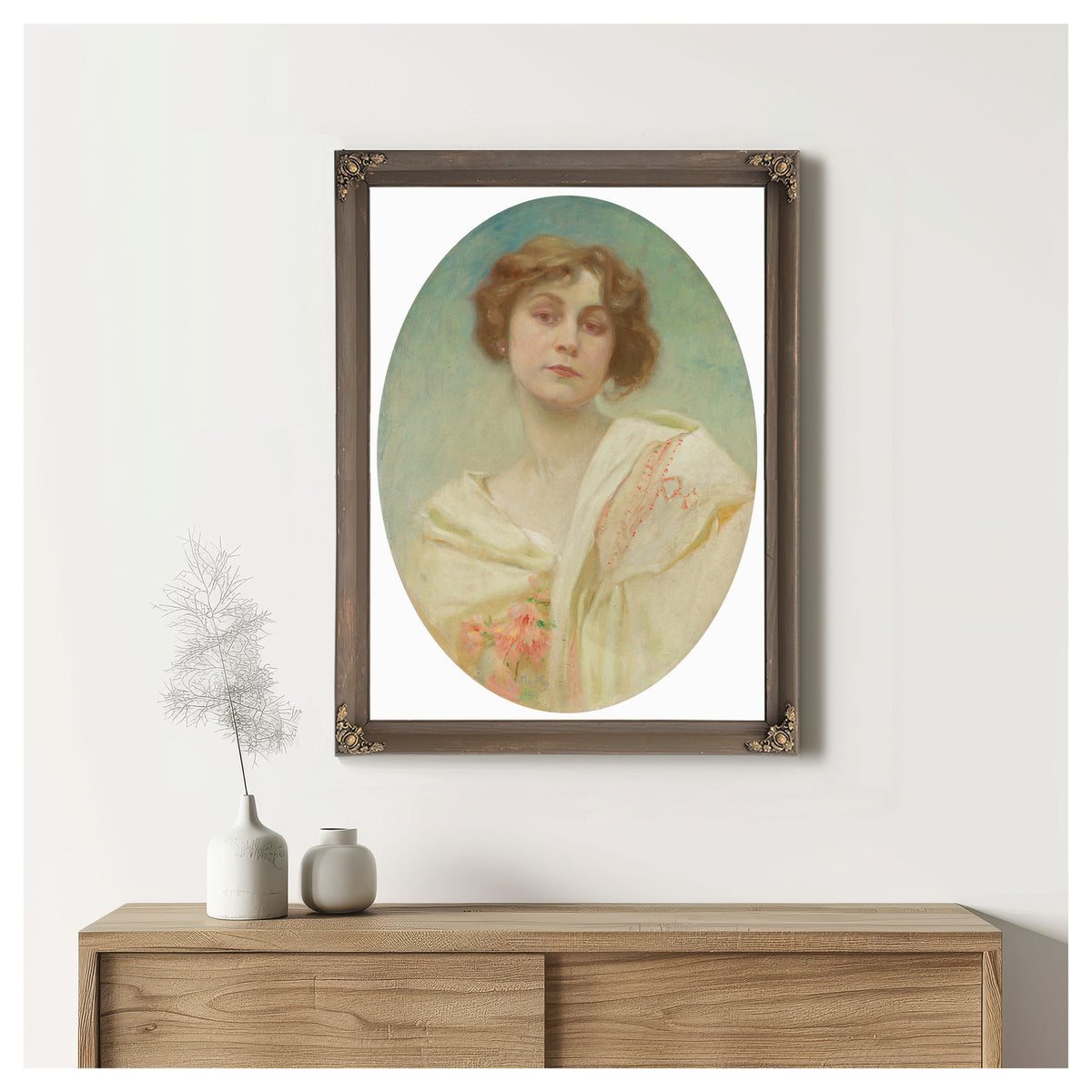 Portrait a Young Woman Folk Costume By Alphonse Mucha