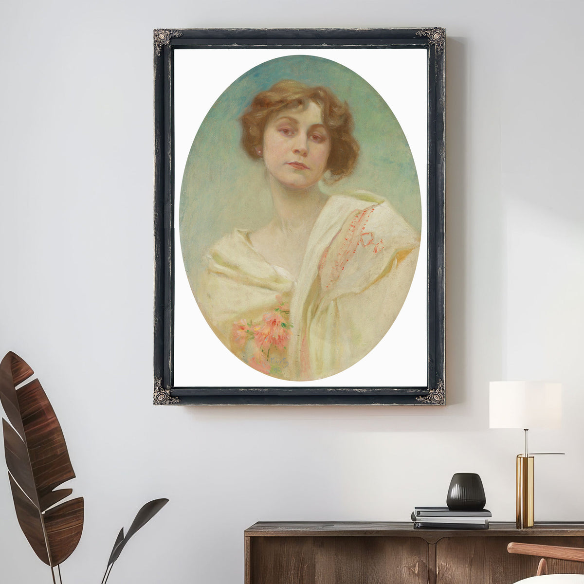 Portrait a Young Woman Folk Costume By Alphonse Mucha