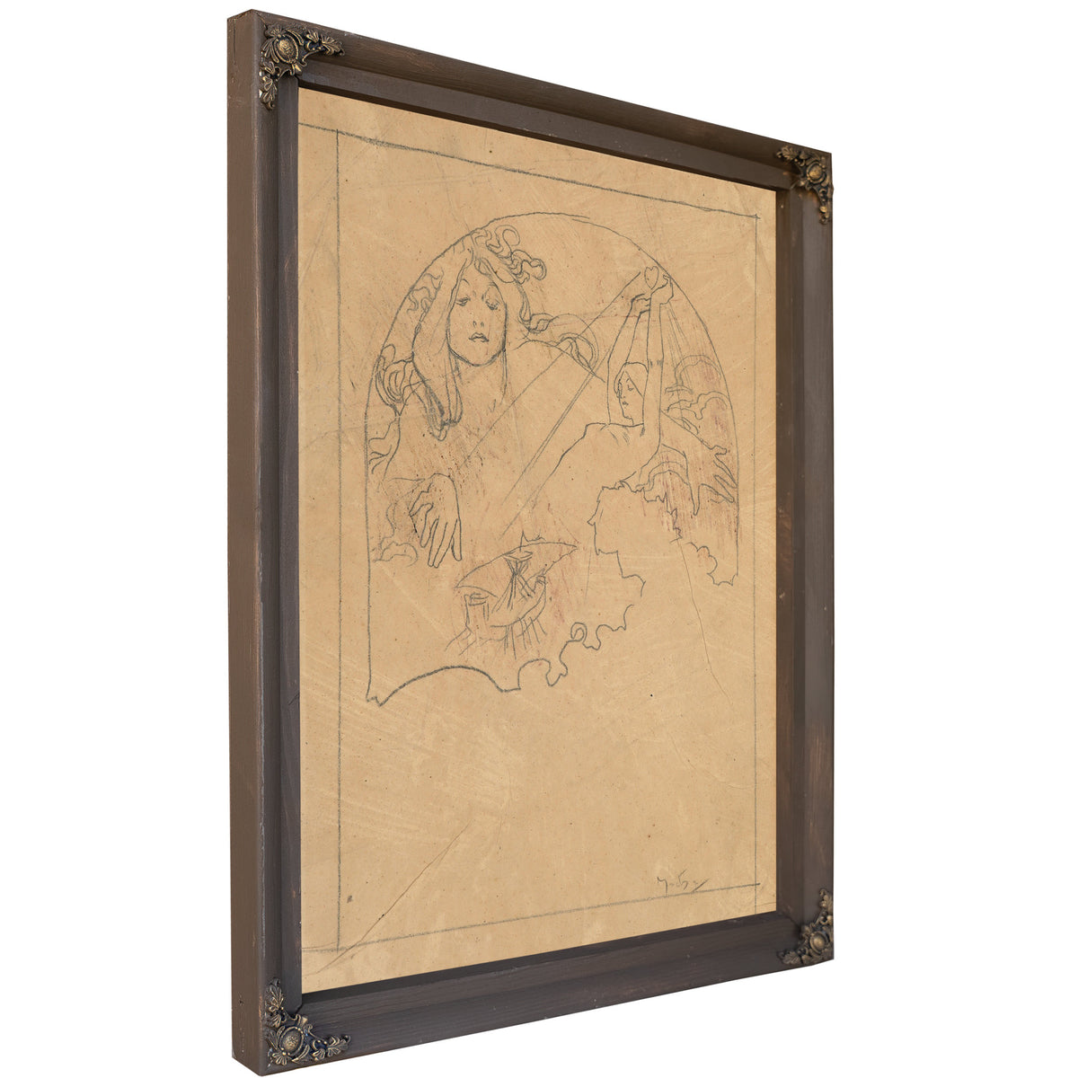 Two Female Figures By Alphonse Mucha
