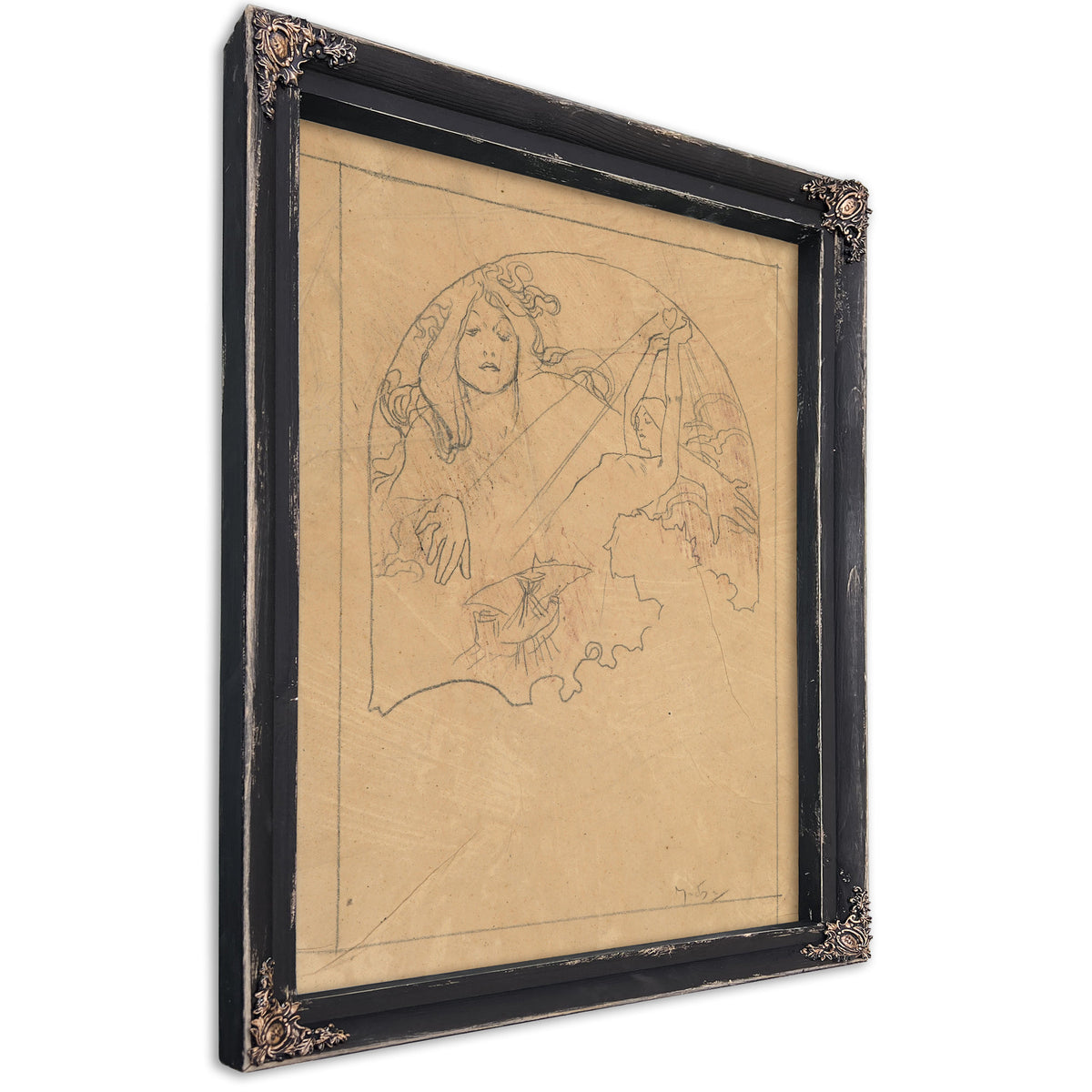 Two Female Figures By Alphonse Mucha