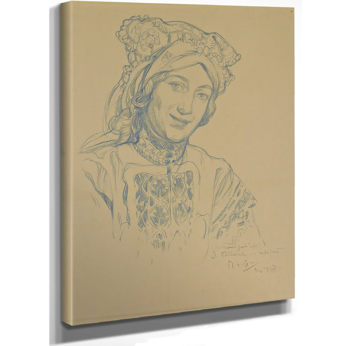 Young Woman Folk Headdress 1913 By Alphonse Mucha