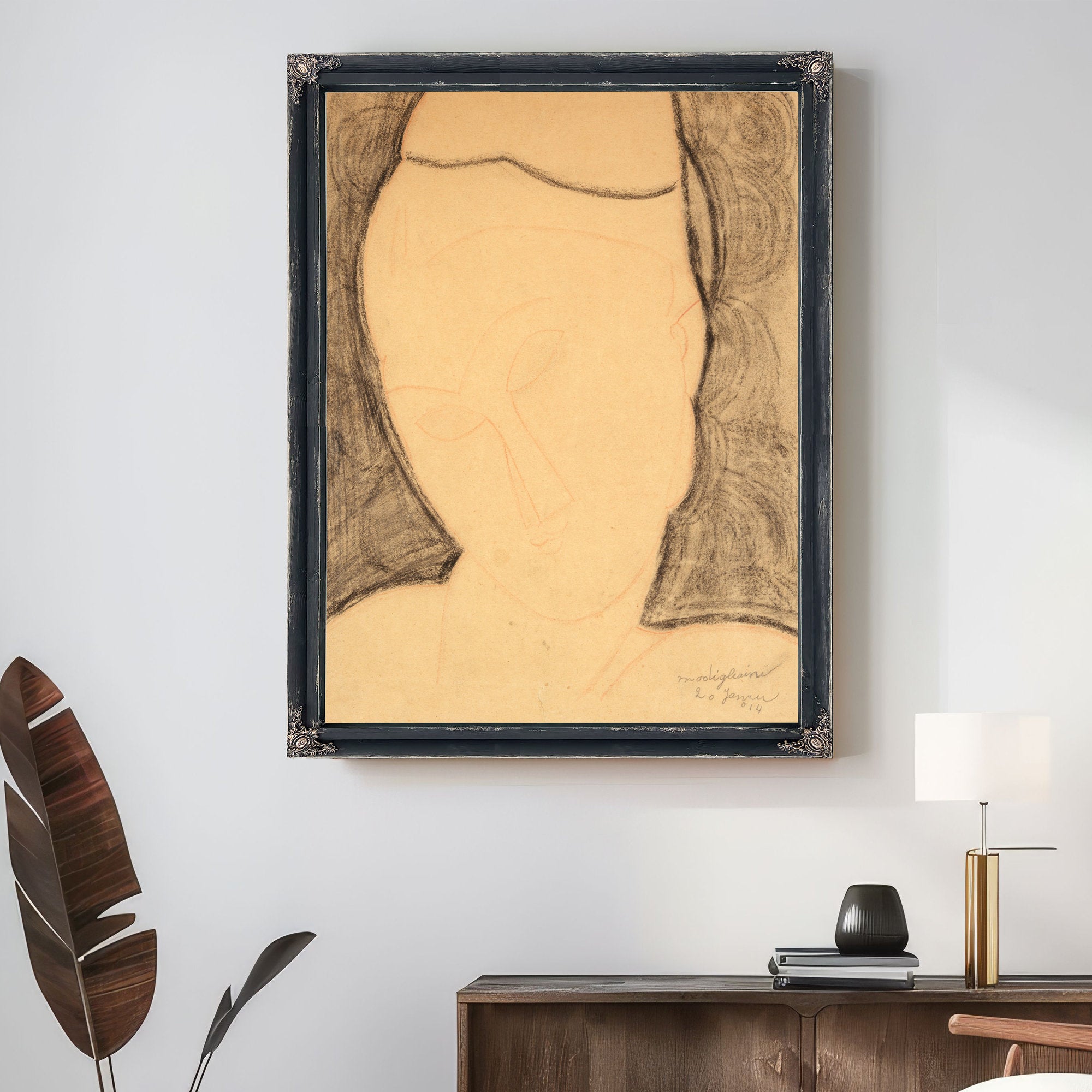 Frontaler Frauenkopf Nach Links By Amedeo Modigliani