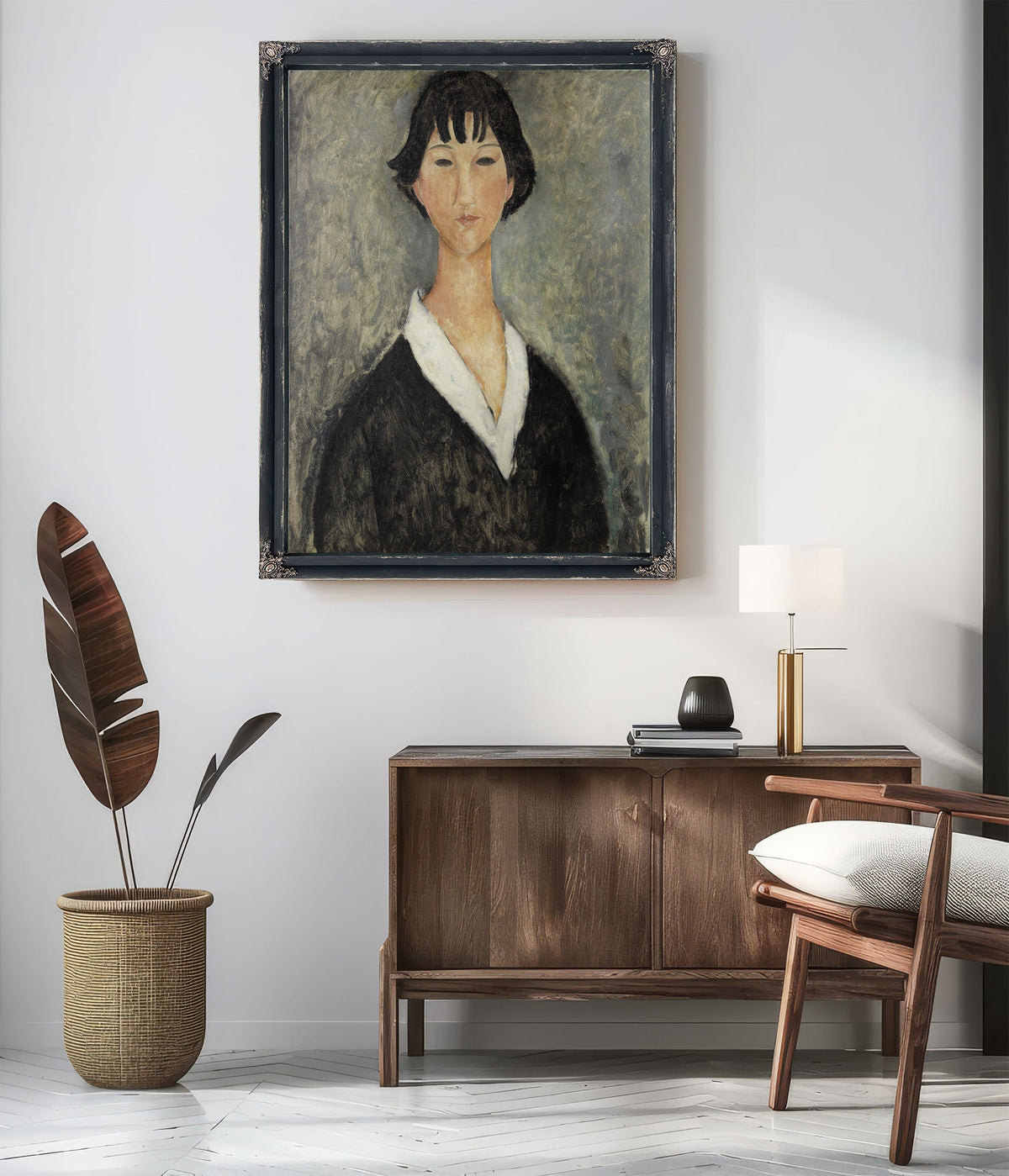 Jeune Fille Aux Cheveux Noirs By Amedeo Modigliani