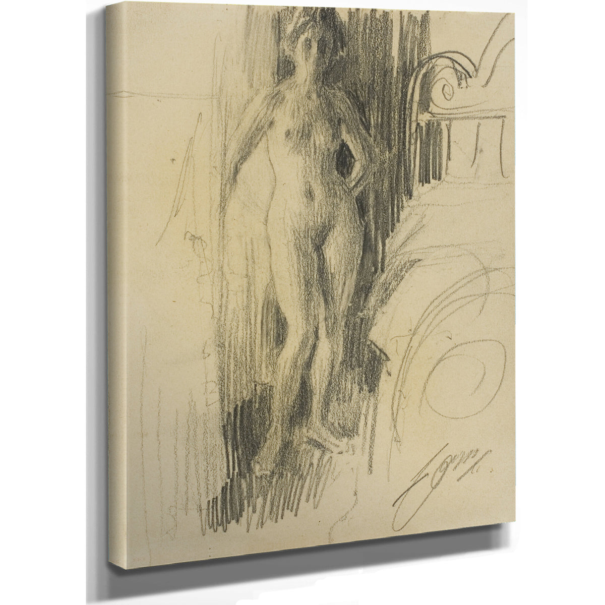 Nude Figure Standing Near Bed 1900 03 By Anders Zorn