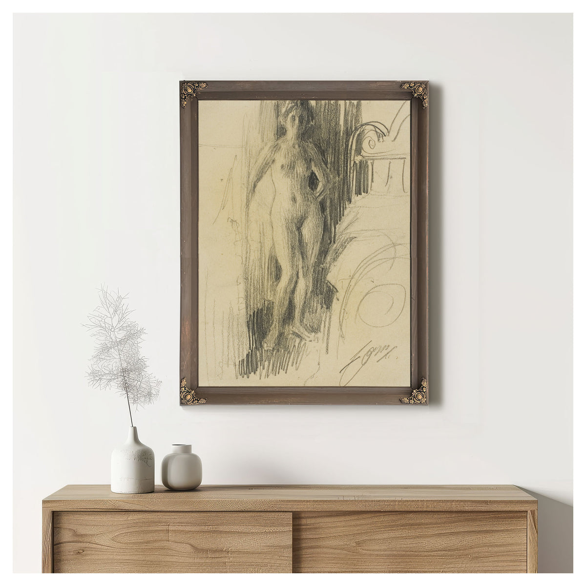 Nude Figure Standing Near Bed 1900 03 By Anders Zorn
