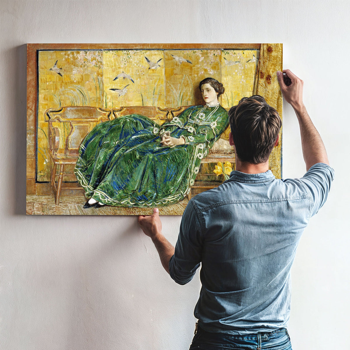 April The Green Gown by Childe Hassam