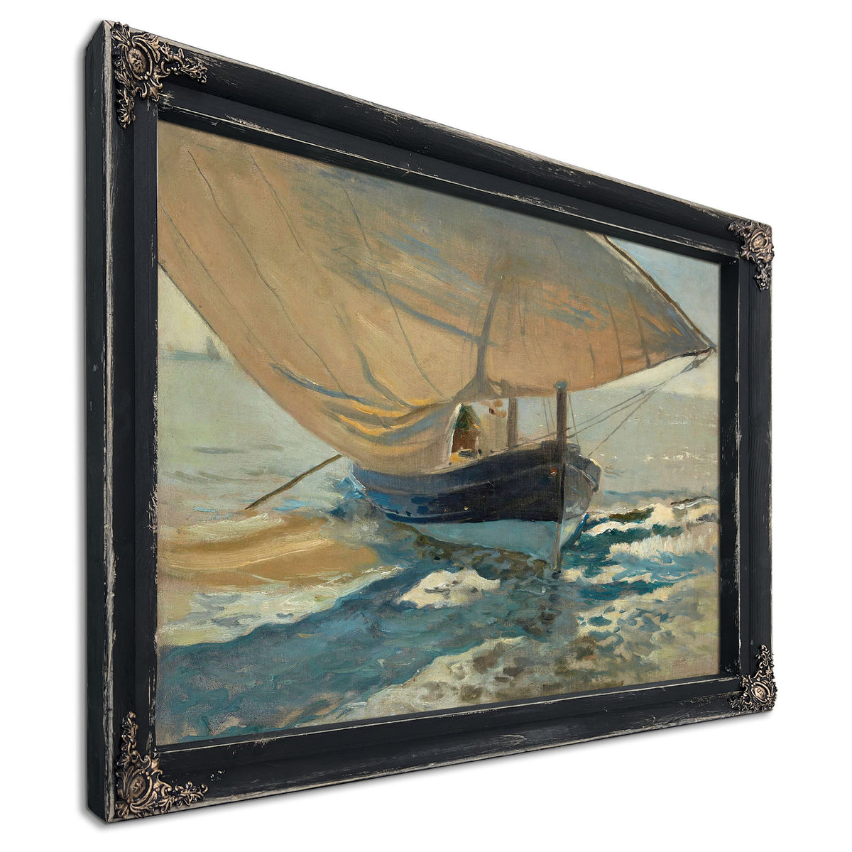 Barcas En La Playa Fishing Boats On The Beach Valencia by Joaquin Sorolla