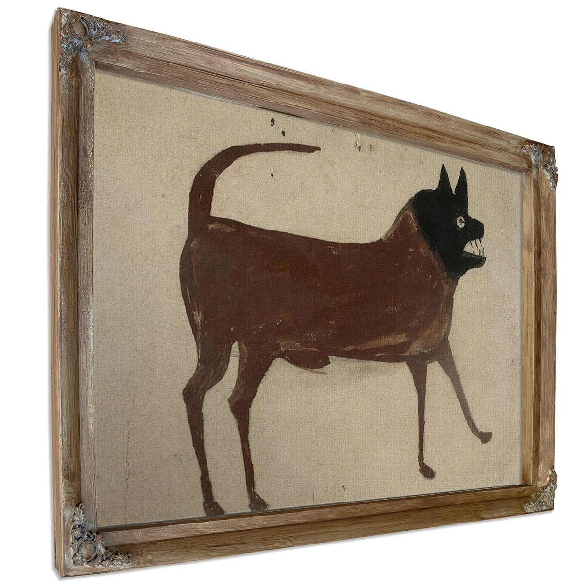 Bill Traylor Untitled Dog With Black Head By Bill Traylor