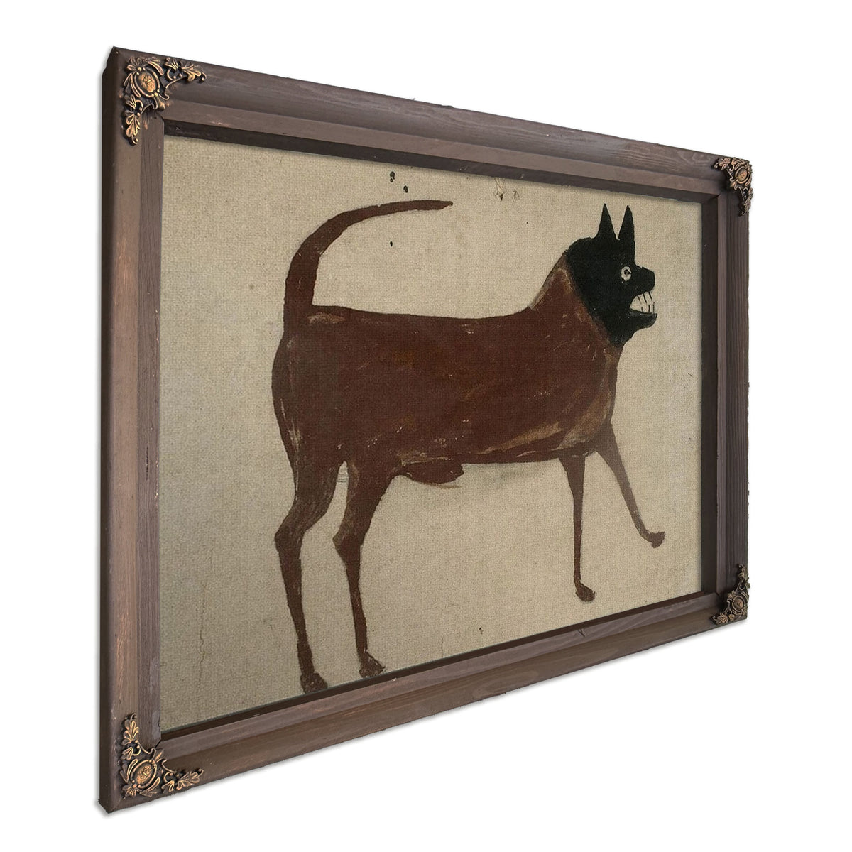 Bill Traylor Untitled Dog With Black Head By Bill Traylor