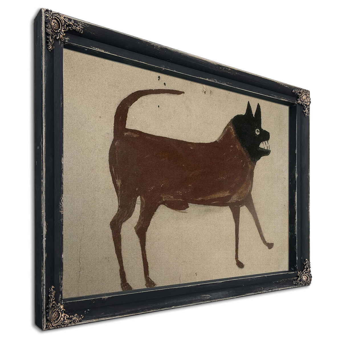 Bill Traylor Untitled Dog With Black Head By Bill Traylor