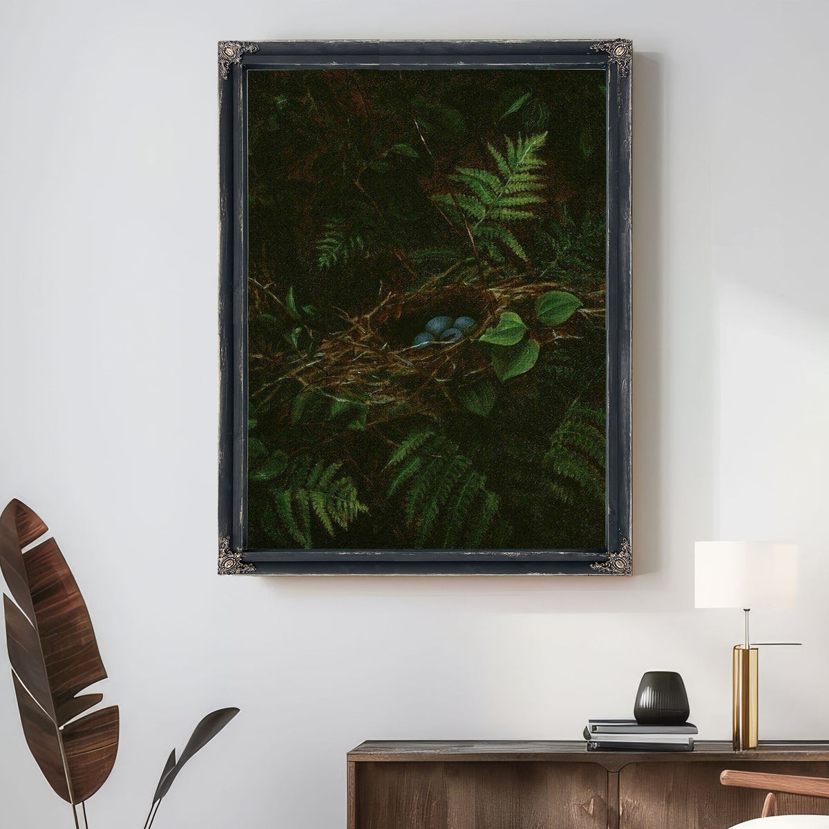 Bird's Nest And Ferns By Fidelia Bridges