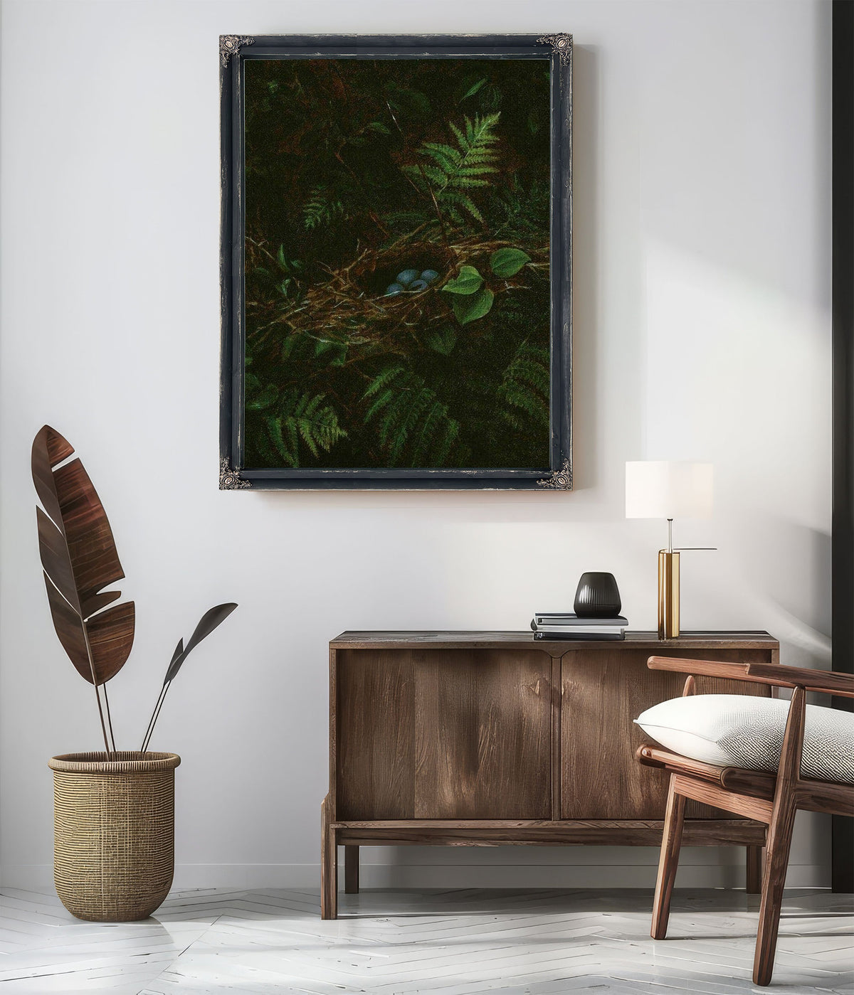Bird's Nest And Ferns By Fidelia Bridges