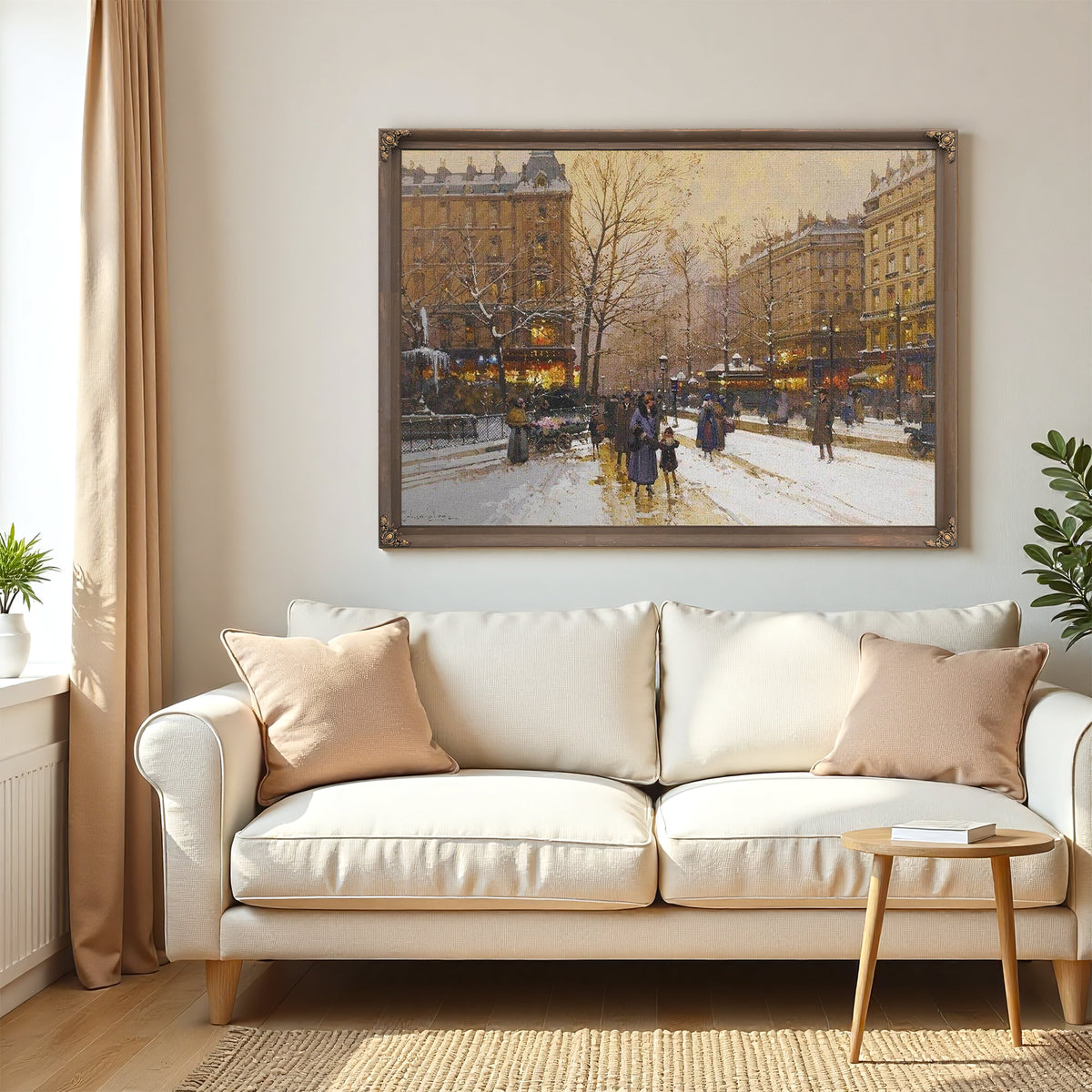 Boulevard Parisien Sous La Neige By Eugene Galien Laloue