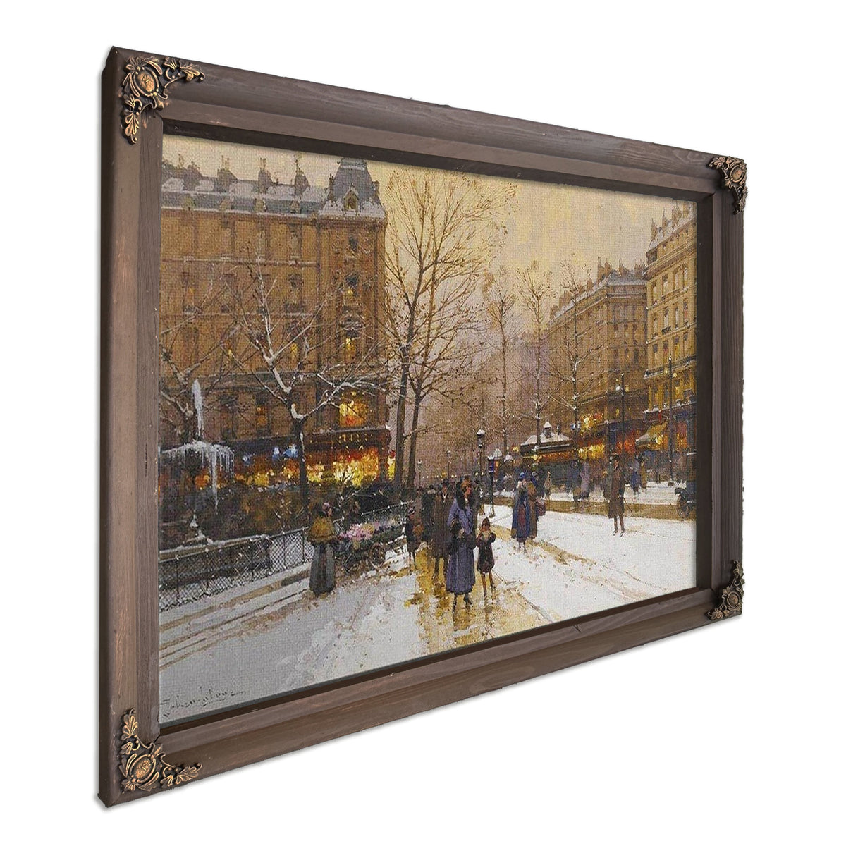 Boulevard Parisien Sous La Neige By Eugene Galien Laloue