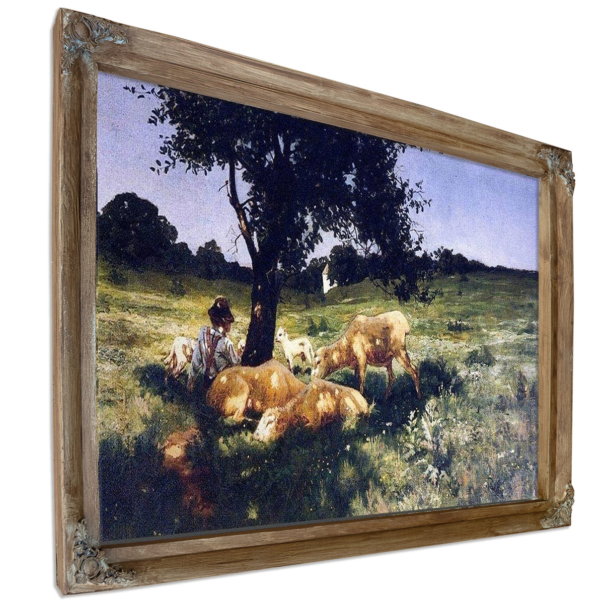 Boy And Sheep Lying Under A Tree By Henry Ossawa Tanner