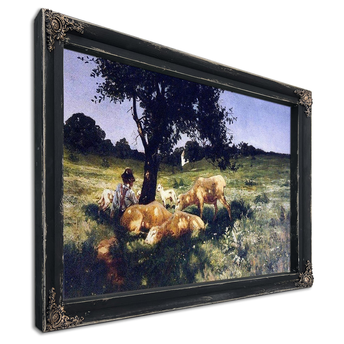 Boy And Sheep Lying Under A Tree By Henry Ossawa Tanner
