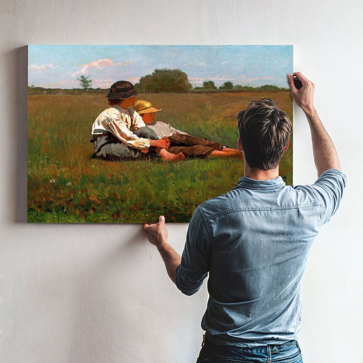 Boys In A Pasture Painting Winslow Homer Canvas Art