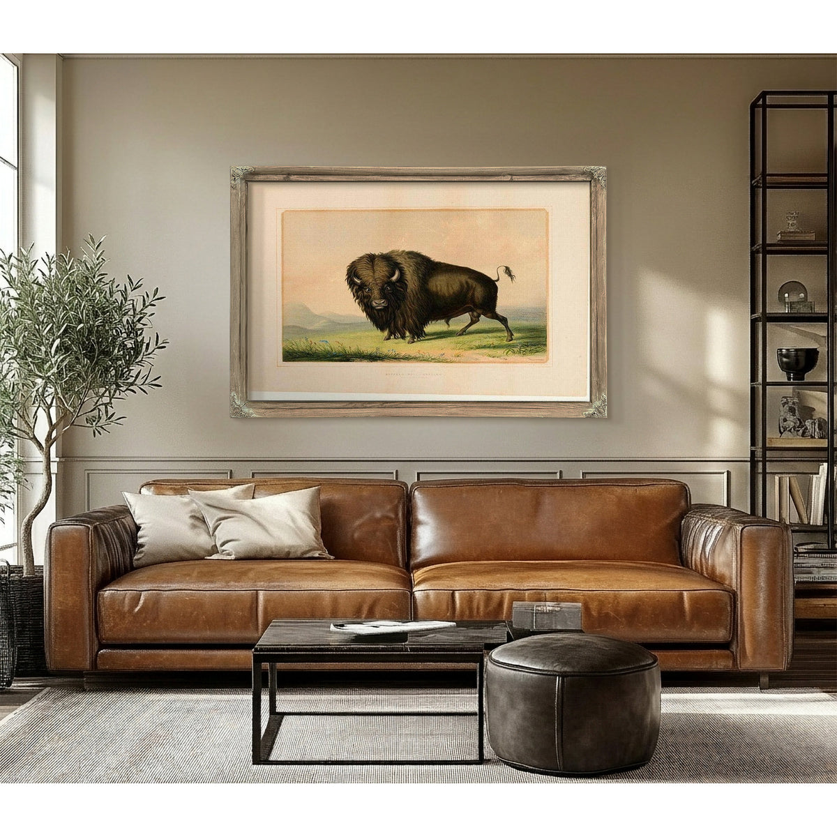 Buffalo Bull Grazing No.2 By George Catlin