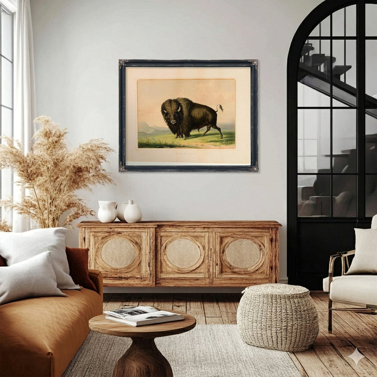 Buffalo Bull Grazing No.2 By George Catlin