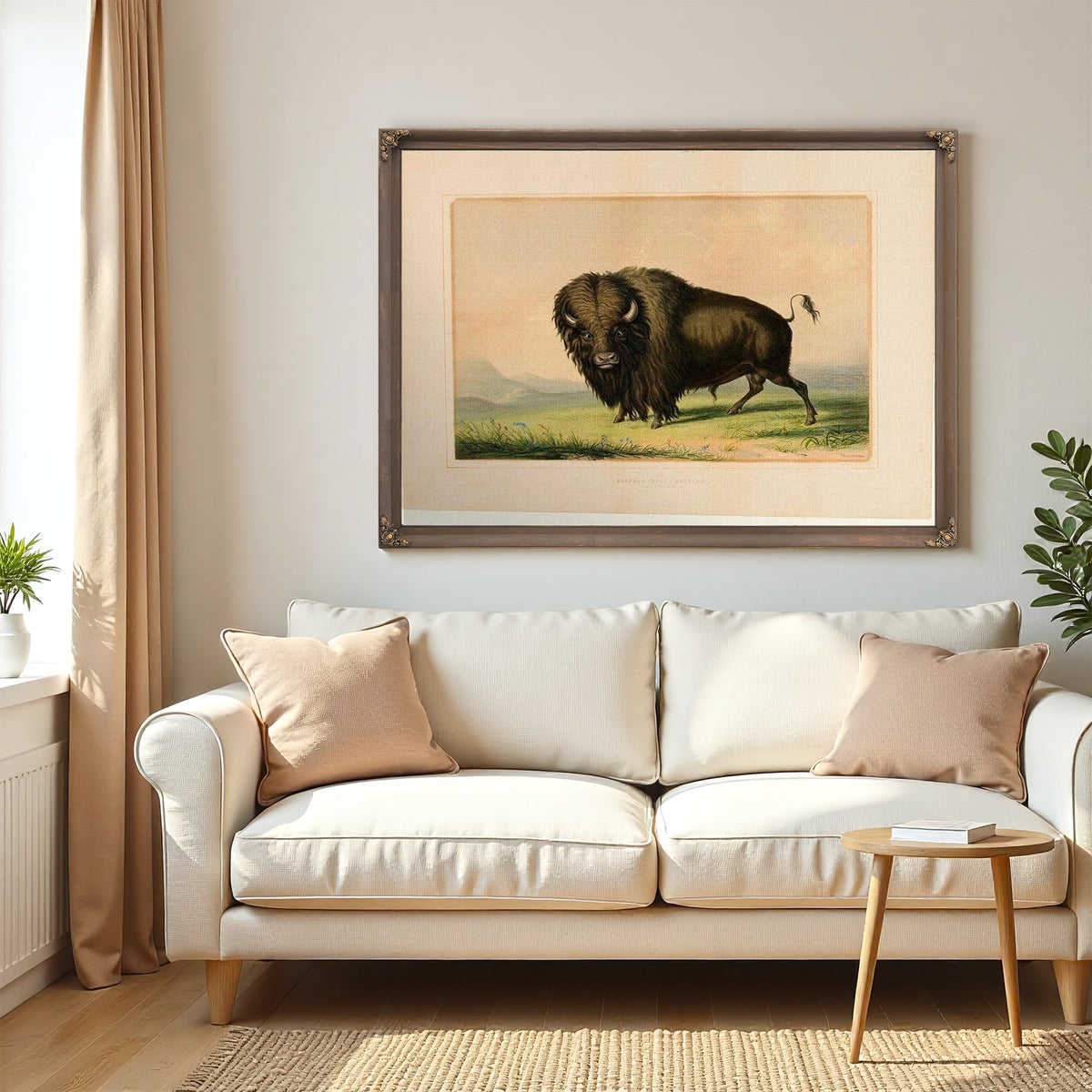 Buffalo Bull Grazing No.2 By George Catlin