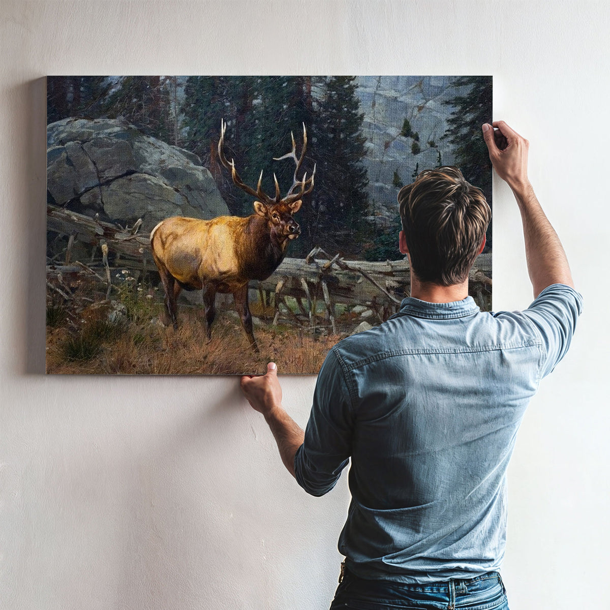Bull Elk In The High Country By Carl Rungius