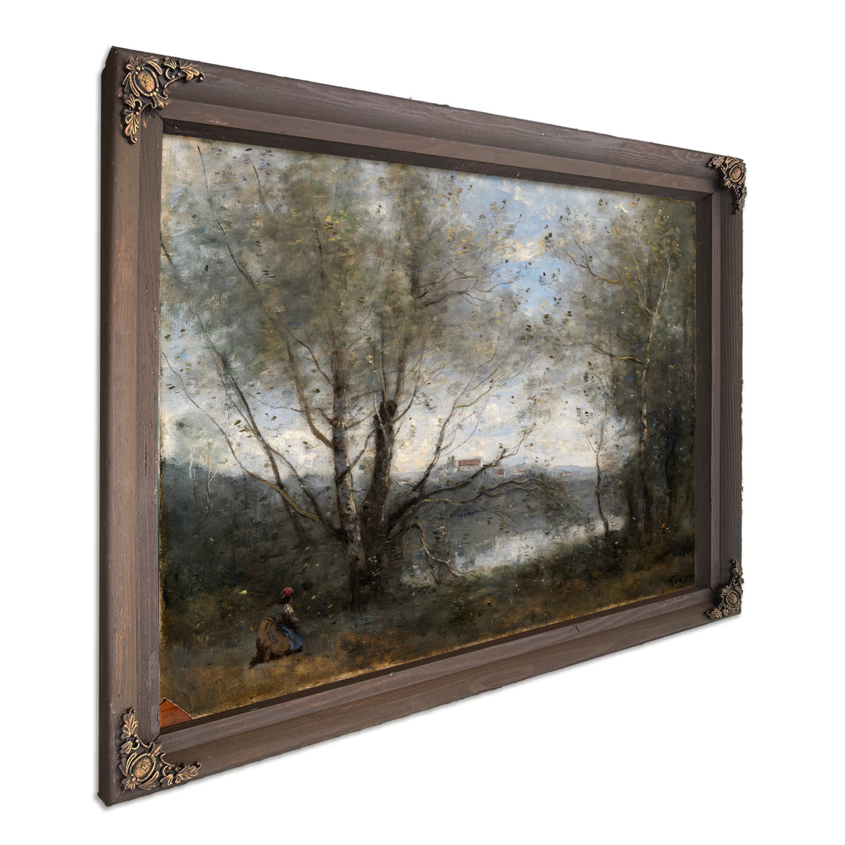 A Pond Seen Through Trees By Camille Corot