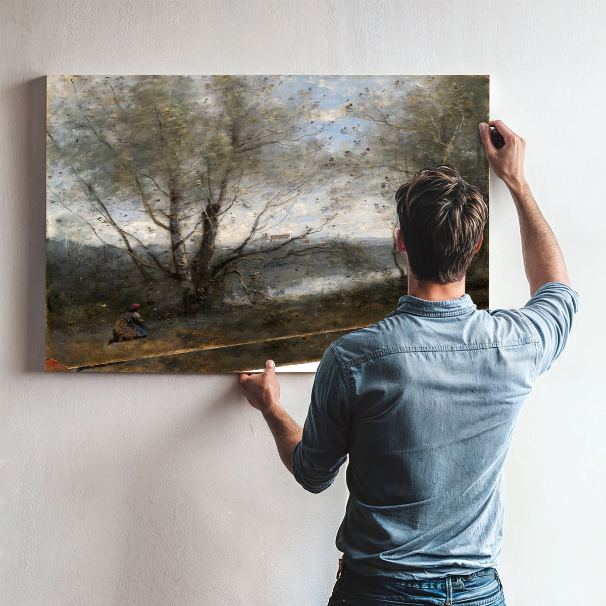 A Pond Seen Through Trees By Camille Corot