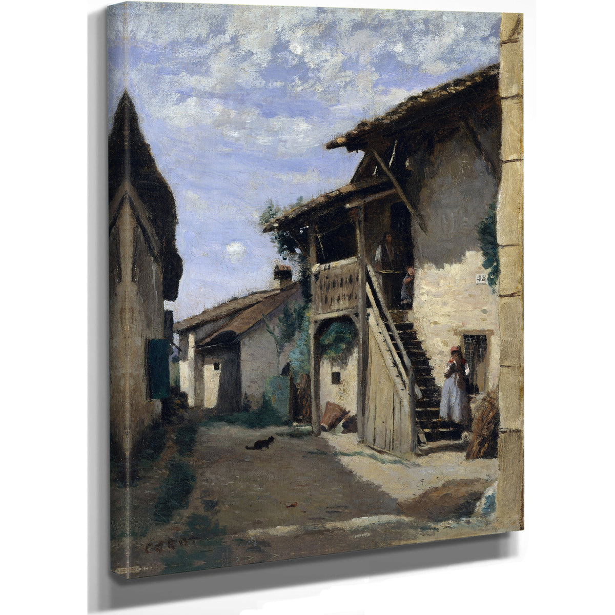 A Village Street Dardagny 1 By Camille Corot