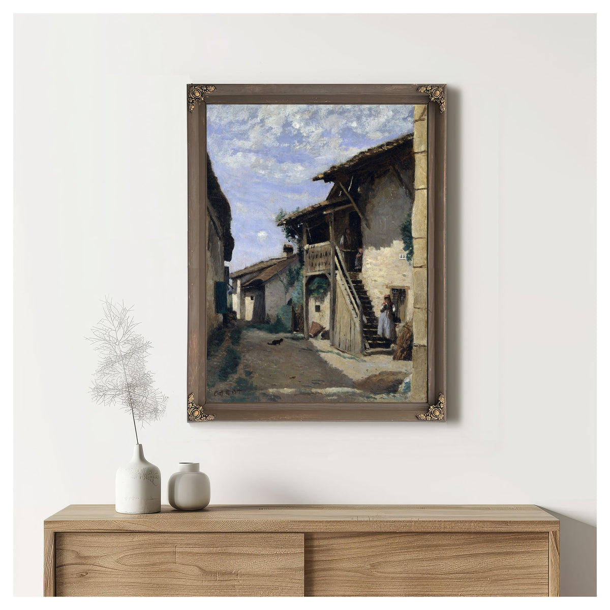 A Village Street Dardagny 1 By Camille Corot