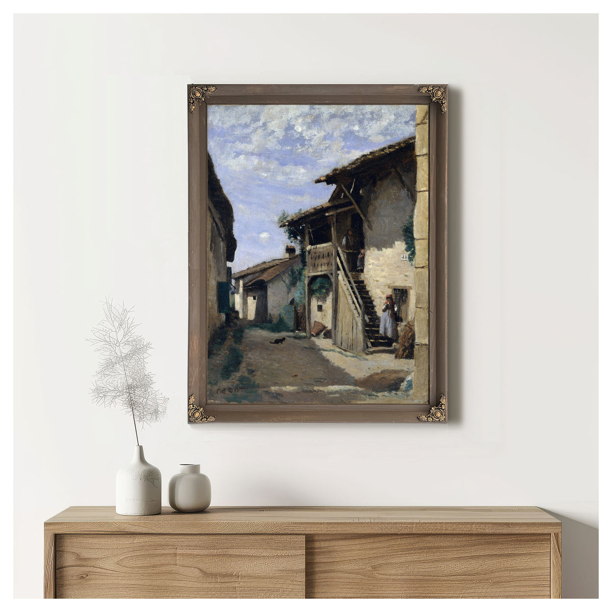 A Village Street Dardagny By Camille Corot