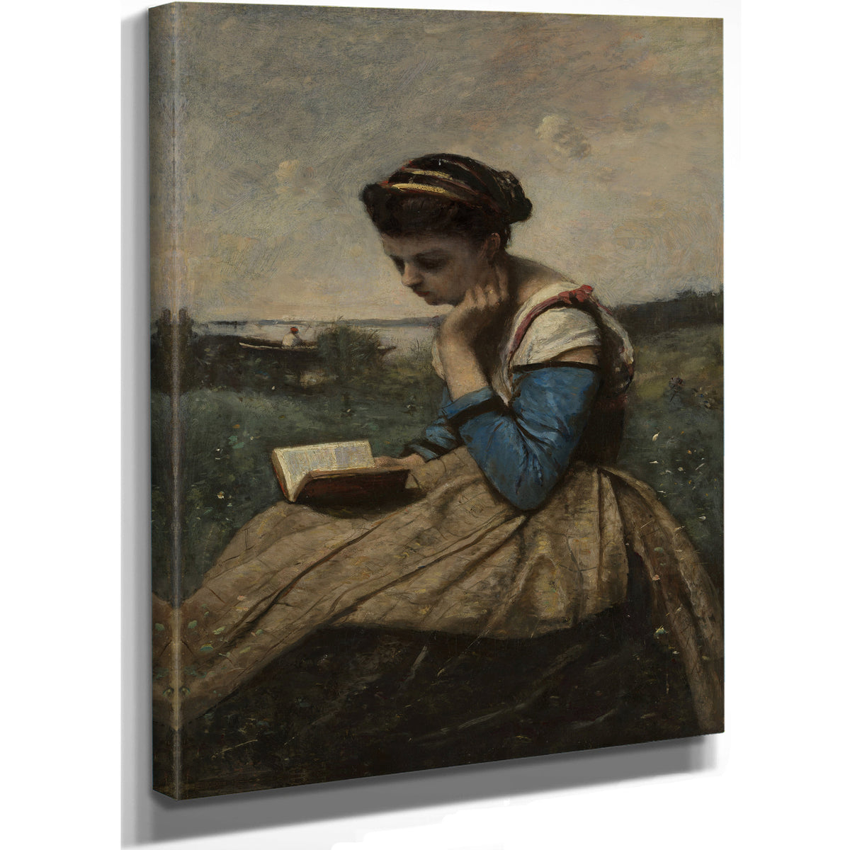 A Woman Reading By Camille Corot