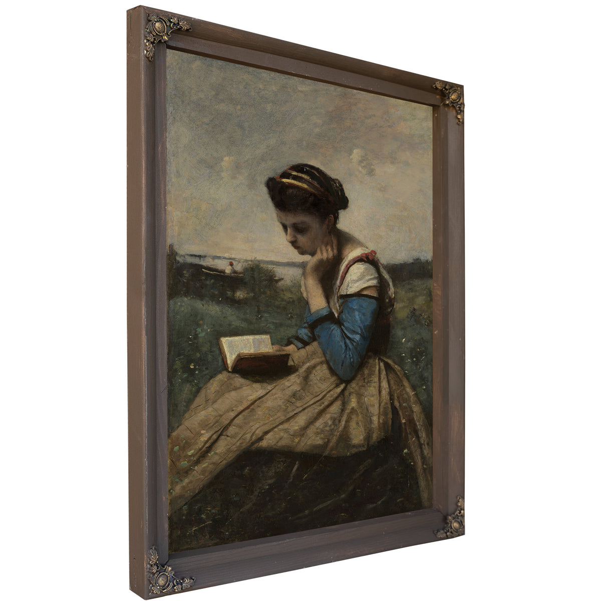 A Woman Reading By Camille Corot