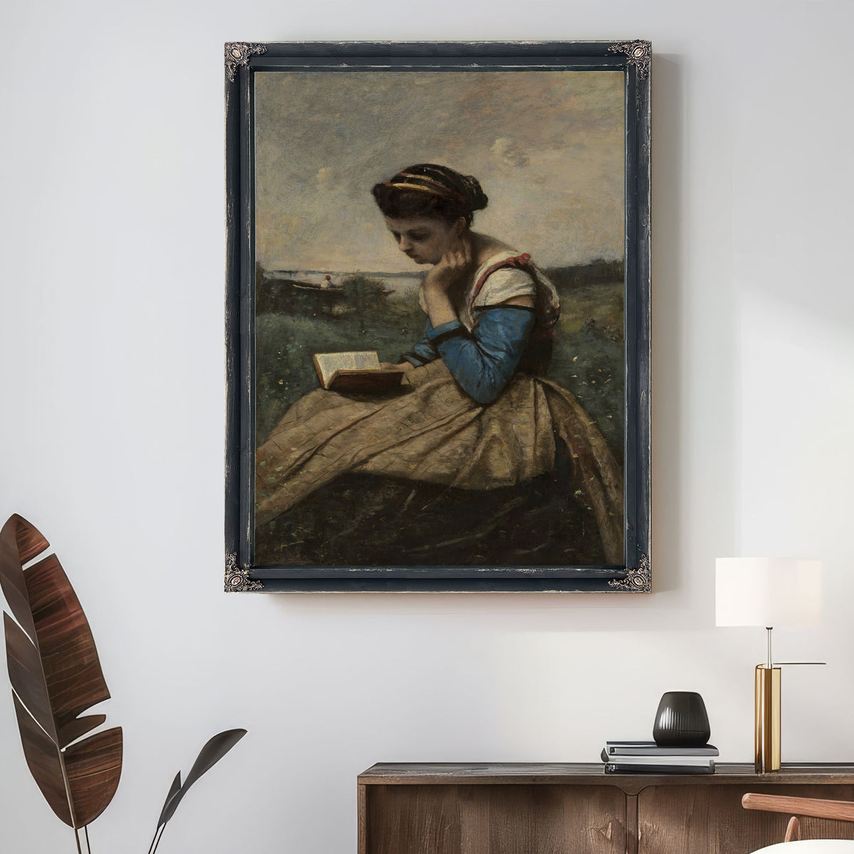 A Woman Reading By Camille Corot