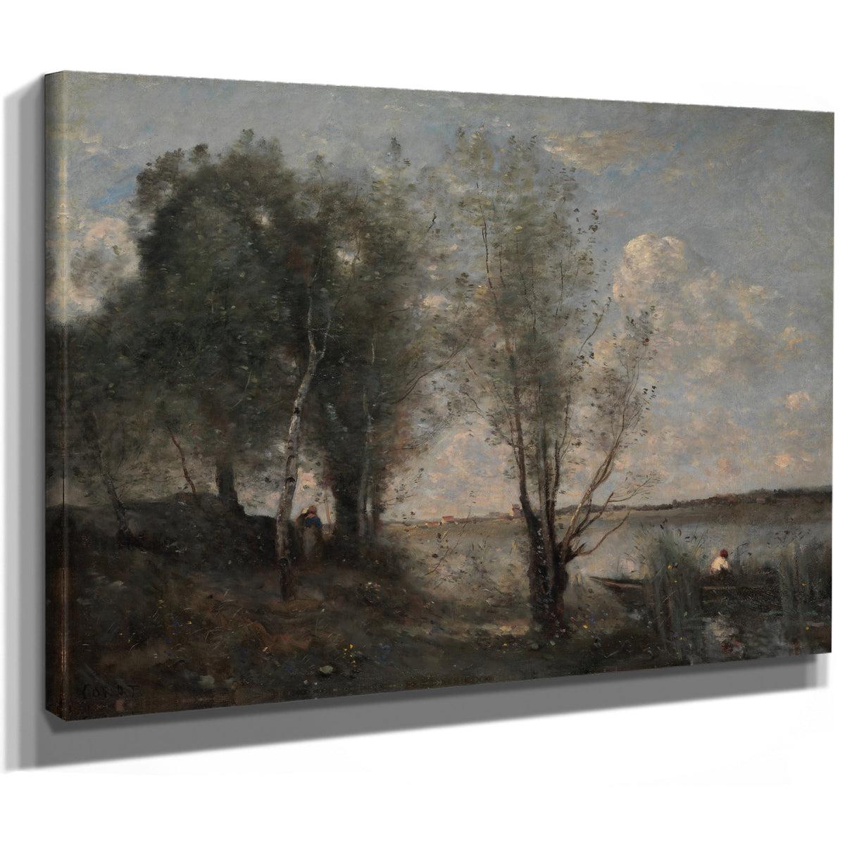 Boatman Among Reeds By Camille Corot