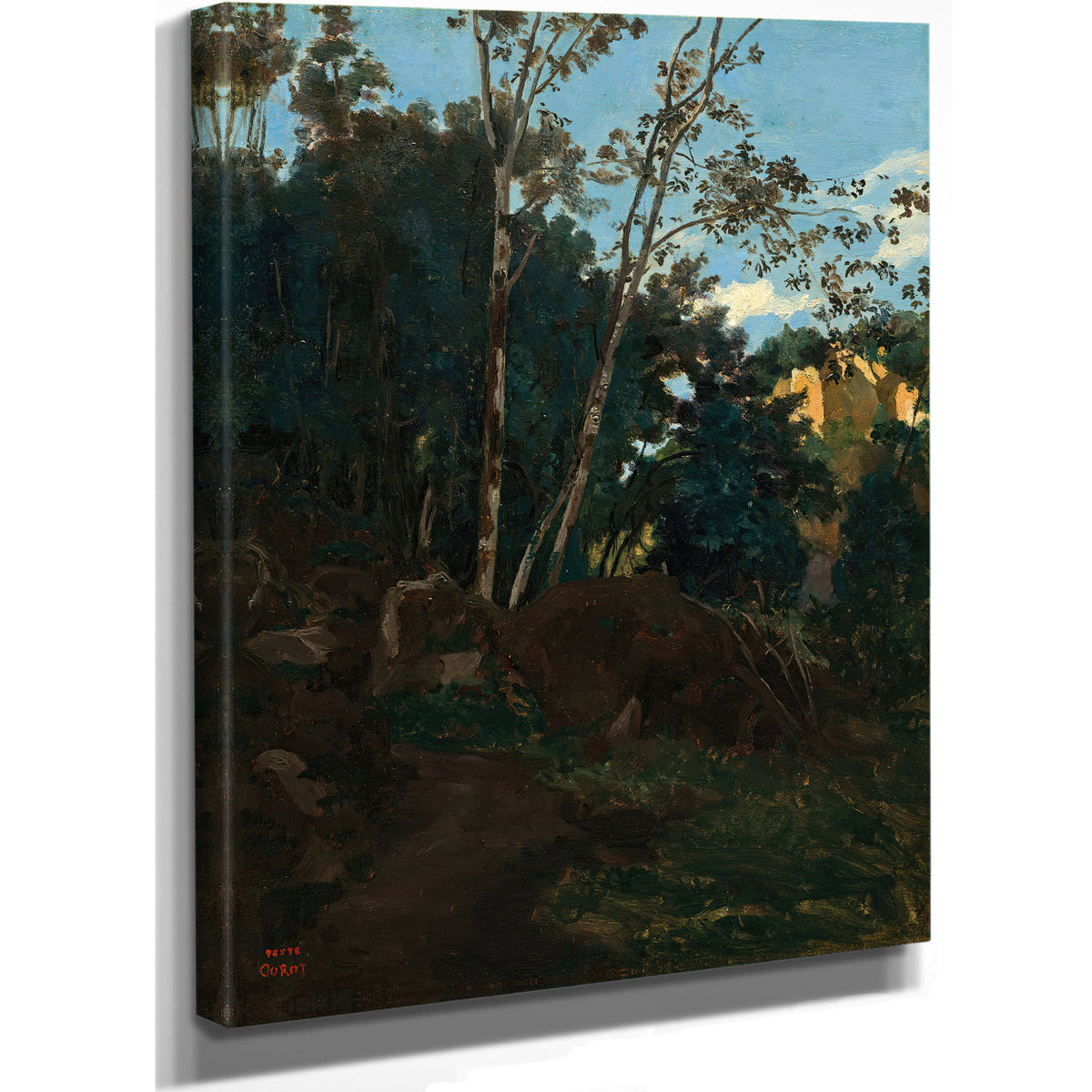 Bosquet Darbres Parmi Les Rochers By Camille Corot