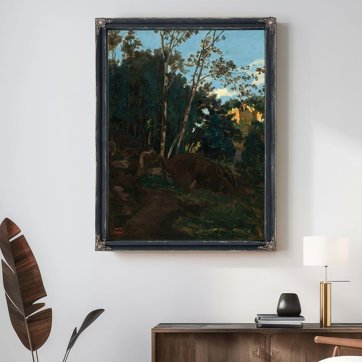 Bosquet Darbres Parmi Les Rochers By Camille Corot