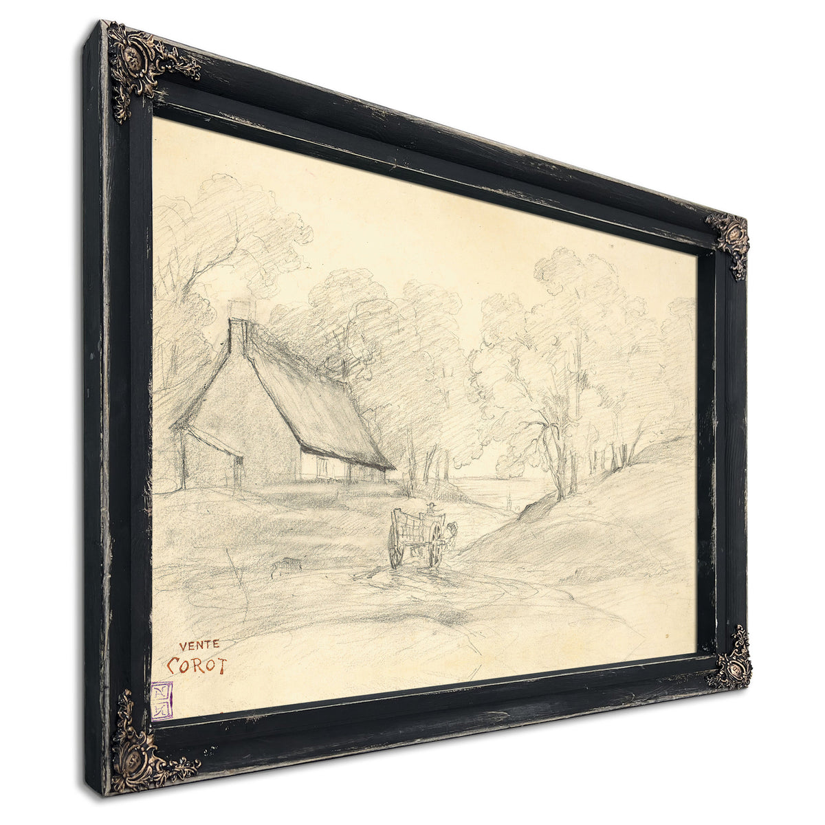 Chaumiere Dans Un Paysage Arbore Avec By Camille Corot